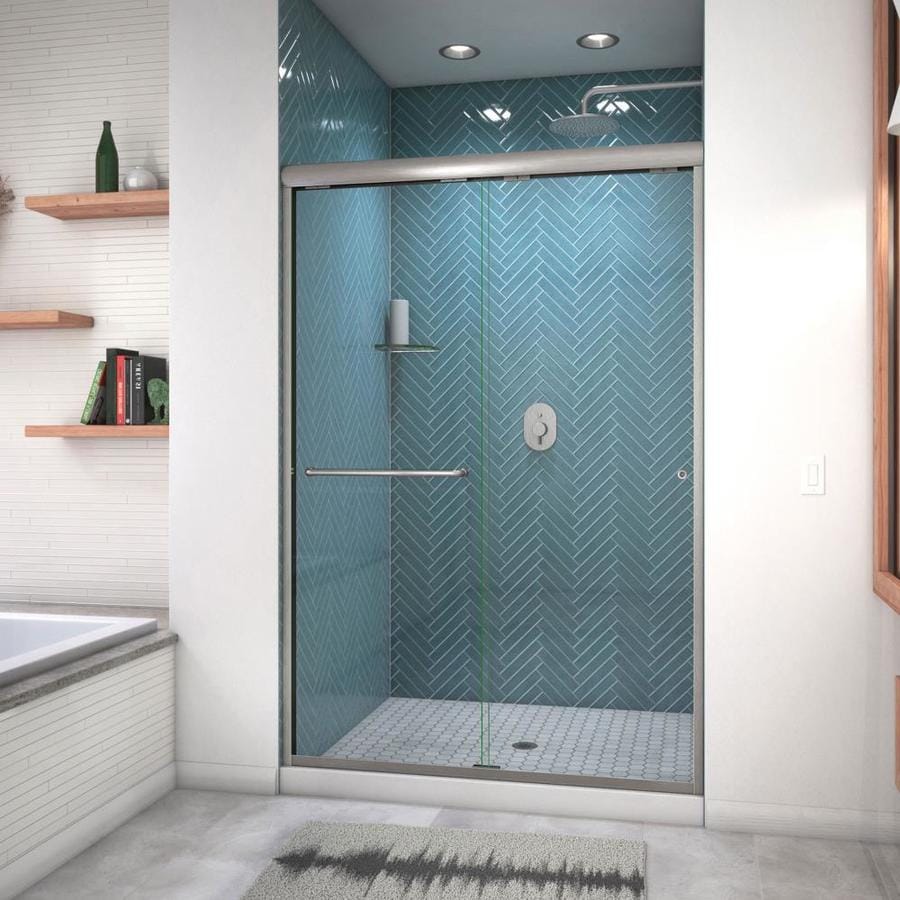 Arizona Shower Door Euro 46in to 48in W Semiframeless Brushed Nickel Bypass/Sliding Shower