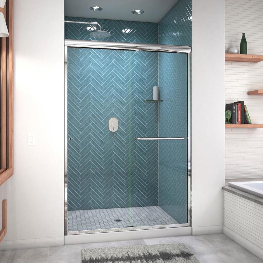 Arizona Shower Door Euro 46in to 48in W Semiframeless Chrome Bypass
