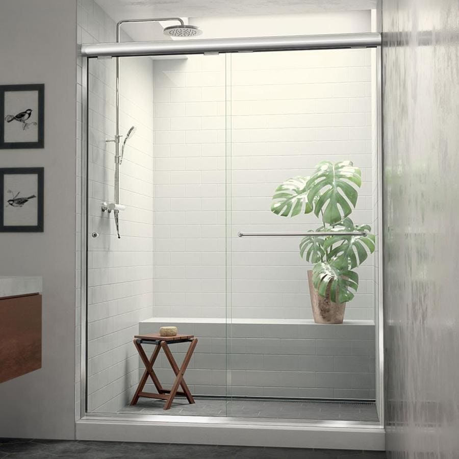 Shop Arizona Shower Door Euro 56in to 60in W Semiframeless Chrome Sliding Shower Door at 