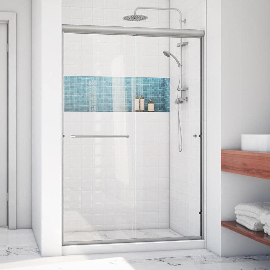 Arizona Shower Door Lite Euro Recessed 56 In To 60 In W Semi Frameless Brushed Nickel Bypass 2935