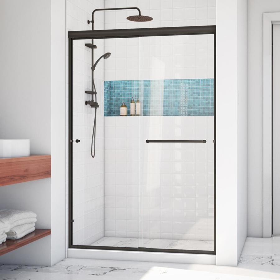 Arizona Shower Door Lite-Euro 70.375-in H x 50-in to 54-in W Semi-Frameless Bypass/Sliding Anodized Oil-Rubbed Bronze Shower Door