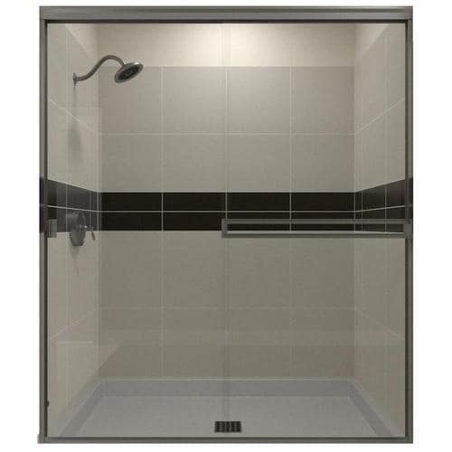 Arizona Shower Door Traditional 67 375 In H X 63 In To 65 In W Semi Frameless Bypass Sliding Brushed Nickel Shower Door Clear Glass In The Shower Doors Department At Lowes Com