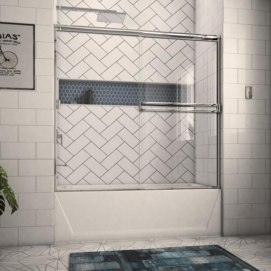 Arizona Shower Door Traditional 56 In To 60 In W Semi Frameless Chrome Bypasssliding Bathtub 4619