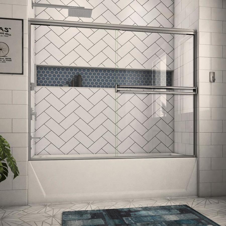 Arizona Shower Door Traditional 57375 In H X 68 In To 72 In W Semi Frameless Sliding Brushed