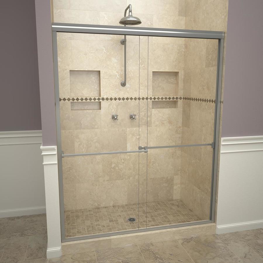Redi Slide 43 In To 47 In W Semi Frameless Bypass Sliding Brushed