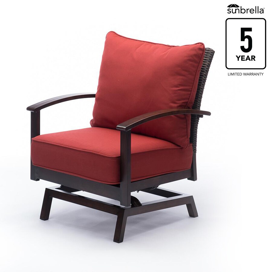 Allen Roth Atworth Set Of 2 Motion Patio Chairs With Canvas Allen Roth Atworth Set Of 2 Motion Patio Chairs With Canvas Chili Cushions