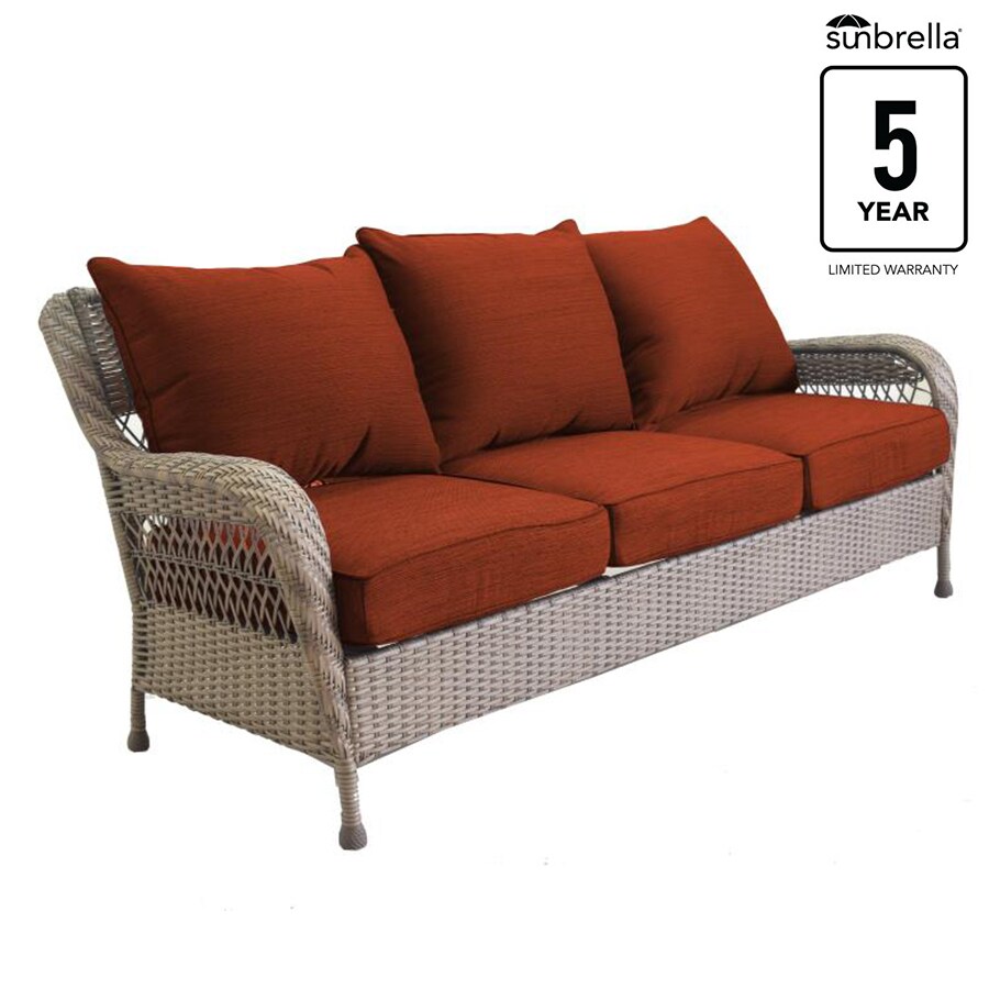 allen + roth Glenlee Wicker Outdoor Sofa with Cushion and Steel Frame