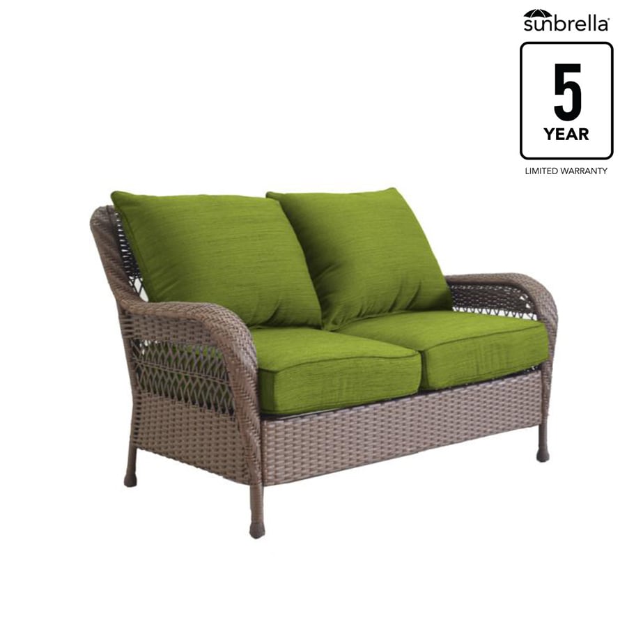 Allen Roth Glenlee Wicker Outdoor Loveseat With Cushion And Wheat Steel Frame In The Patio Sofas Loveseats Department At Lowes Com