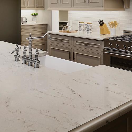 allen + roth Frosted Wind Quartz White Kitchen Countertop