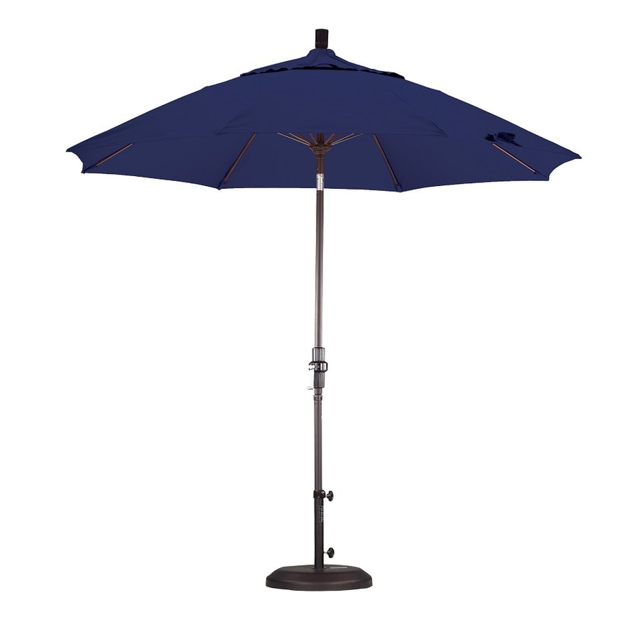 Lauren & Company Navy Blue Market 9-ft Auto-tilt Round Patio Umbrella ...