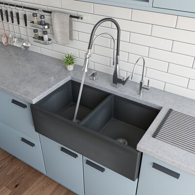 Alfi Brand 32 625 In X 17 88 Concrete Double Equal Bowl Alfi Brand 32 625 In X 17 88 Concrete Double Equal Bowl
