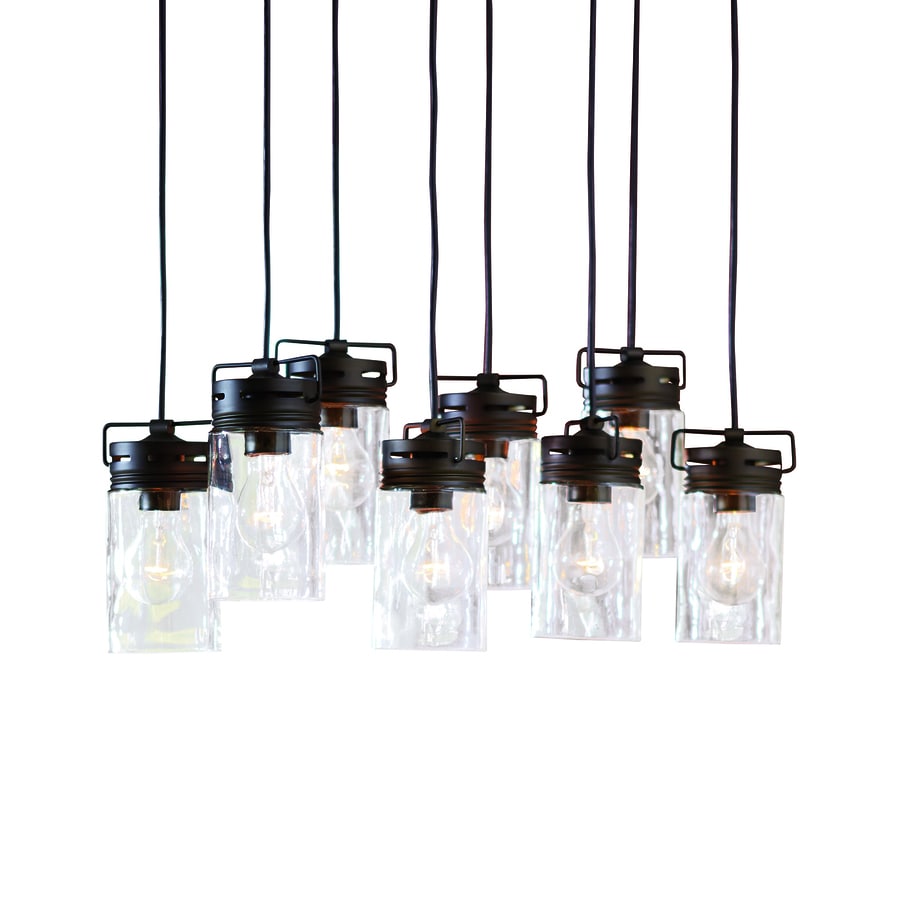 Allen + Roth Vallymede Aged Bronze Multi-Light Transitional Clear Glass Jar Pendant In The Pendant Lighting Department At Lowes.com