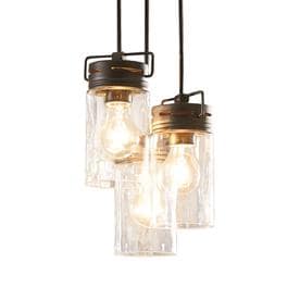 allen + roth Vallymede 9.84-in Aged Bronze Farmhouse Multi-light Clear Glass Jar Pendant