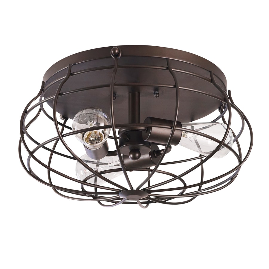 Yordan 15 In Aged Bronze Industrial Incandescent Flush Mount Light