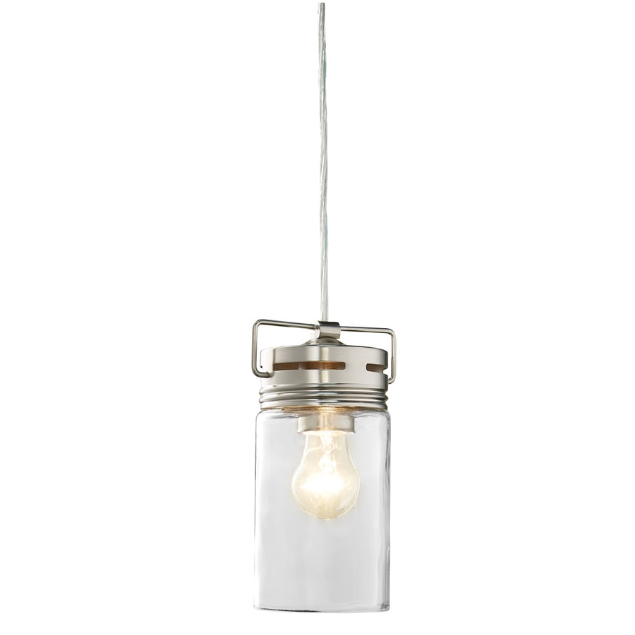 Brushed Nickel Pendant Light Lowes allen roth vallymede brushed nickel mini transitional clear glass jar pendant light