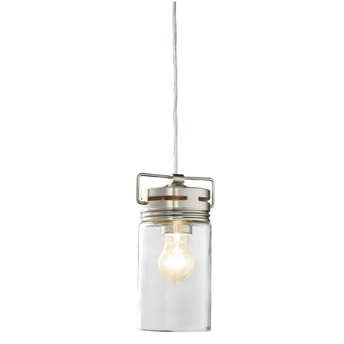 Vallymede Brushed Nickel Transitional Clear Glass Jar Pendant Light - Edison Pendant Light Brushed Nickel Vallymede Brushed Nickel Transitional Clear Glass Jar Pendant Light - Edison Pendant Light Brushed Nickel