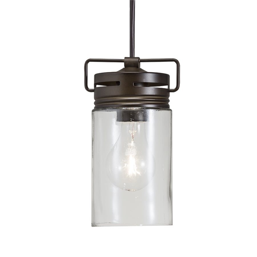 Shop Allen Roth Vallymede Aged Bronze Mini Transitional Clear Glass Jar Pendant At 1176