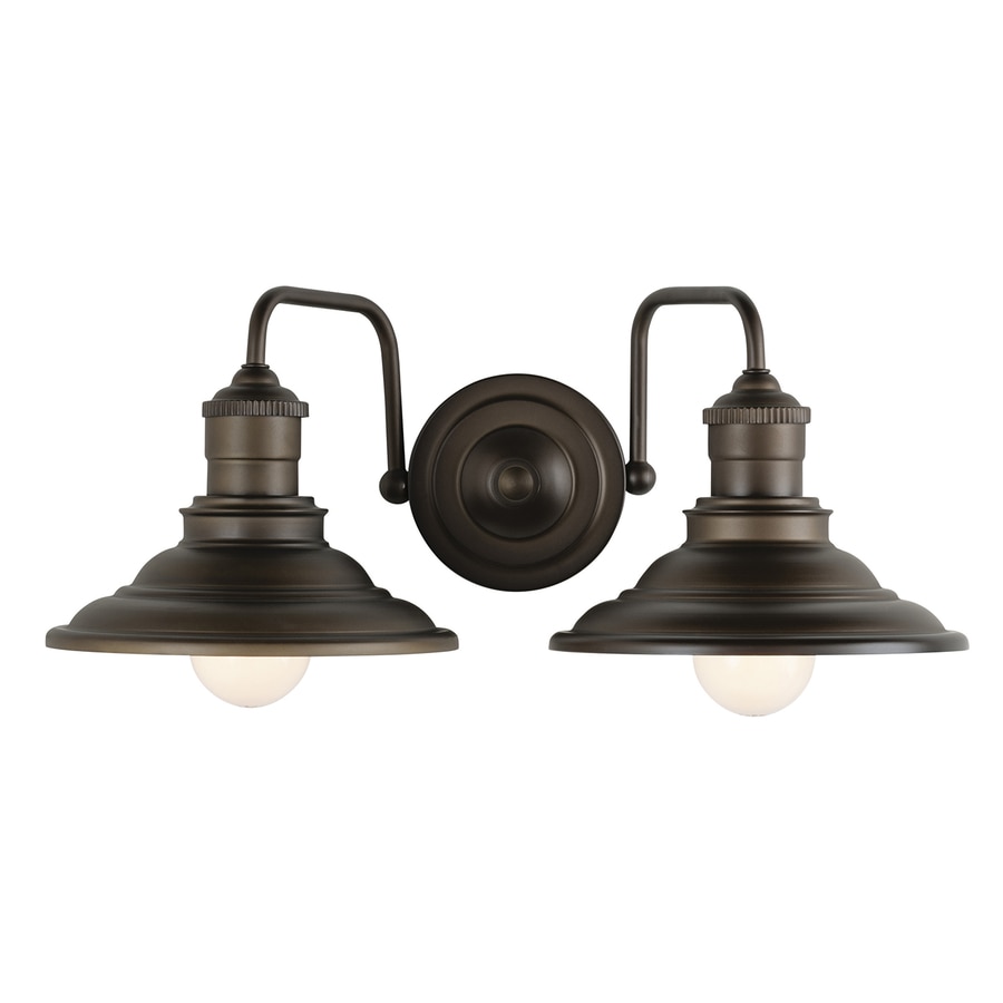 Shop allen   roth Hainsbrook 2Light 17.99in Aged Bronze Cone Vanity Light at Lowes.com