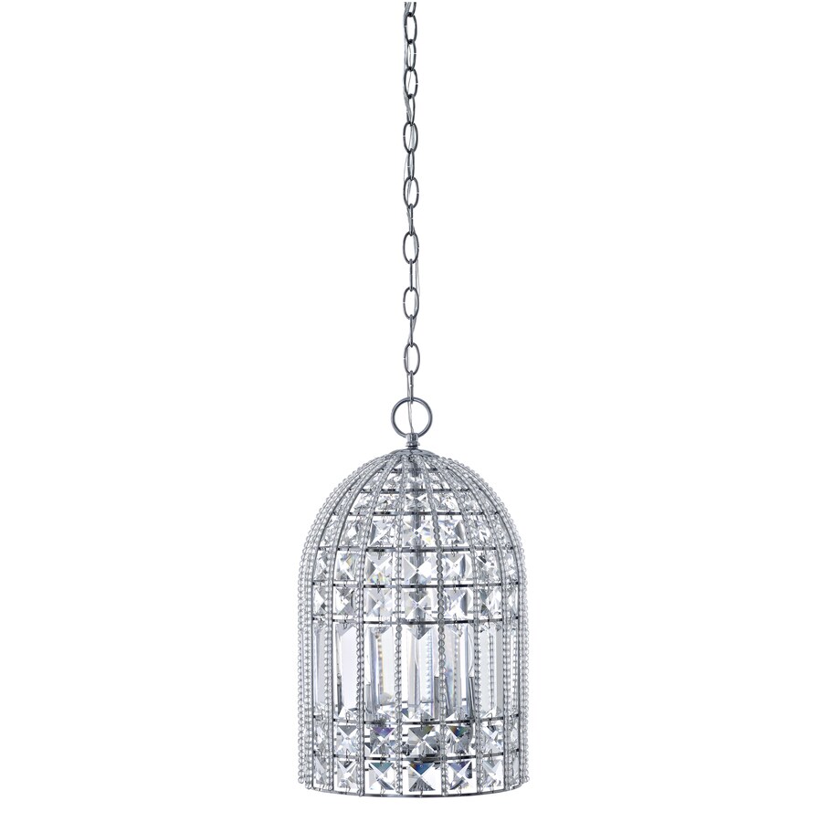 allen + roth Kavanah Chrome Pendant Light Glam Clear Glass Bell Pendant Light