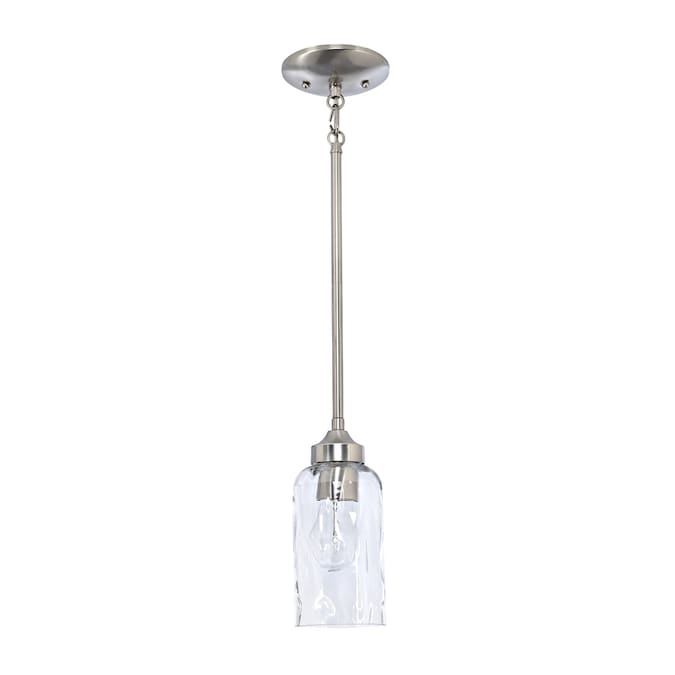 allen roth latchbury brushed nickel transitional textured glass cylinder mini pendant light