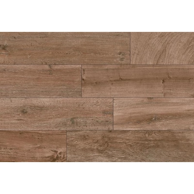 Style Selections Woods Natural 6 In X 24 In Glazed Porcelain Wood