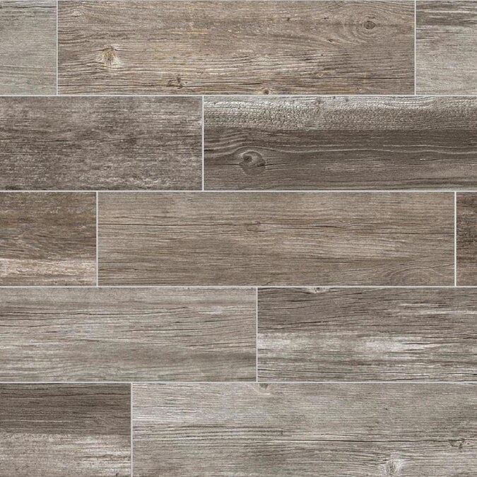Style Selections Woods French Gray 6-in x 24-in Glazed Porcelain Wood
