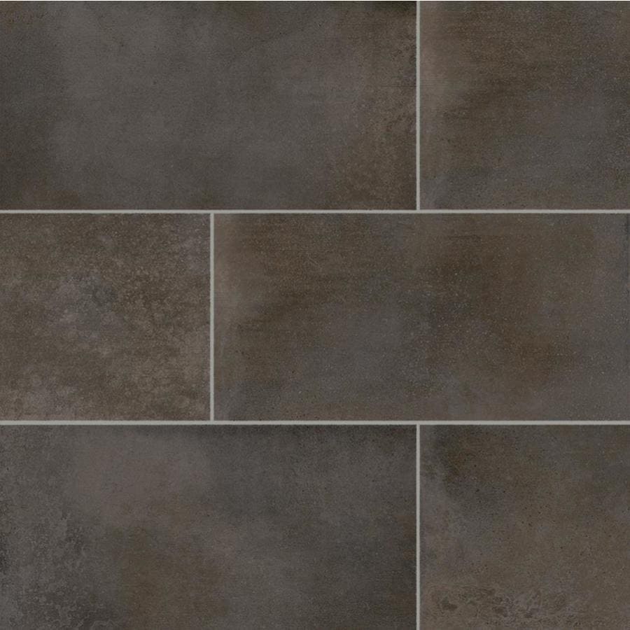 DELLA TORRE Oxyd 9-Pack Rust 12-in x 24-in Glazed Porcelain Cement Look ...