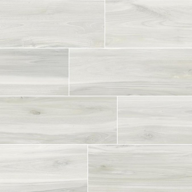 della torre birch white 6 in x 24 in glazed porcelain wood look floor and wall tile