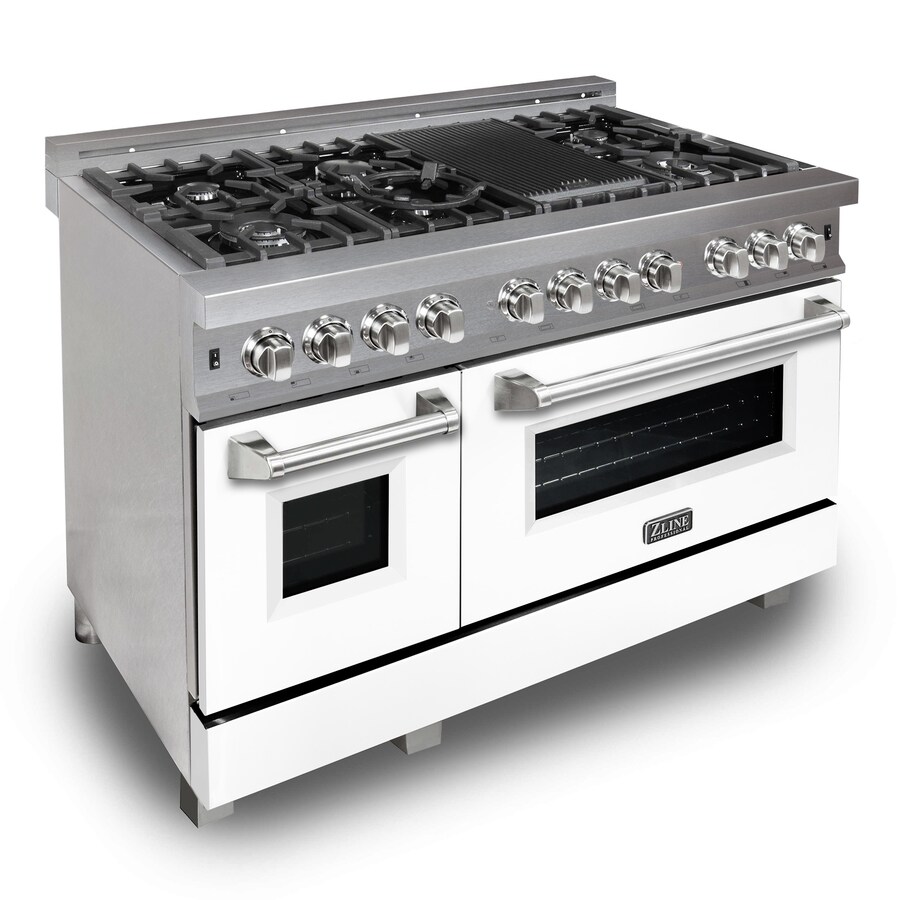 ZLINE KITCHEN & BATH Dual fuel range 48-in 7 Burners 4-cu ft/2-cu ft ...