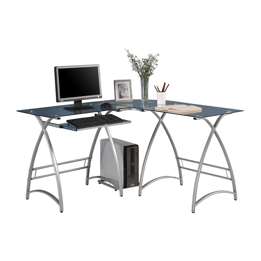 Walker Edison Modern Contemporary Clear L Shaped Desk At Lowes Com