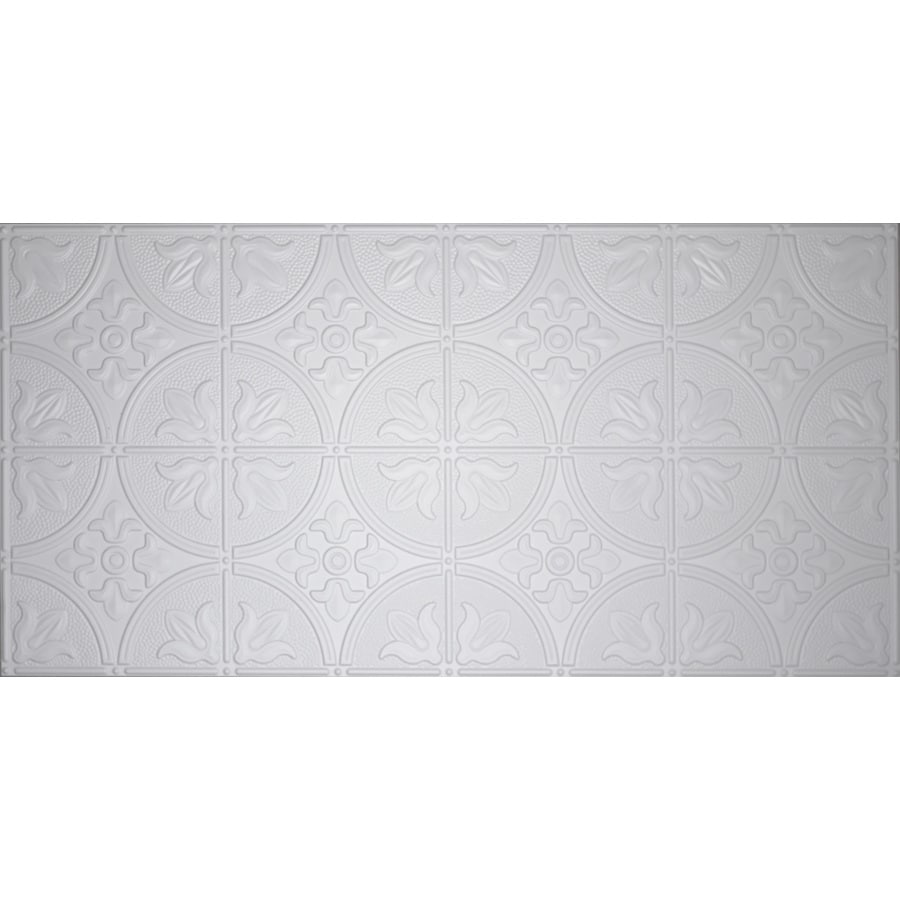 Common 48 In X 24 In Actual 48 5 In X 24 5 In White Metal Tin Surface Mount Tile Ceiling Tiles