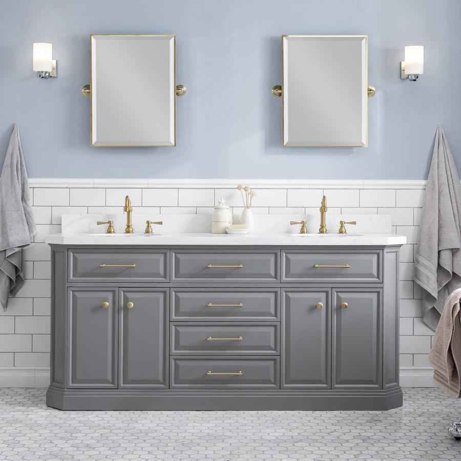Water Creation Palace 72-in Cashmere Grey Double Sink Bathroom Vanity ...