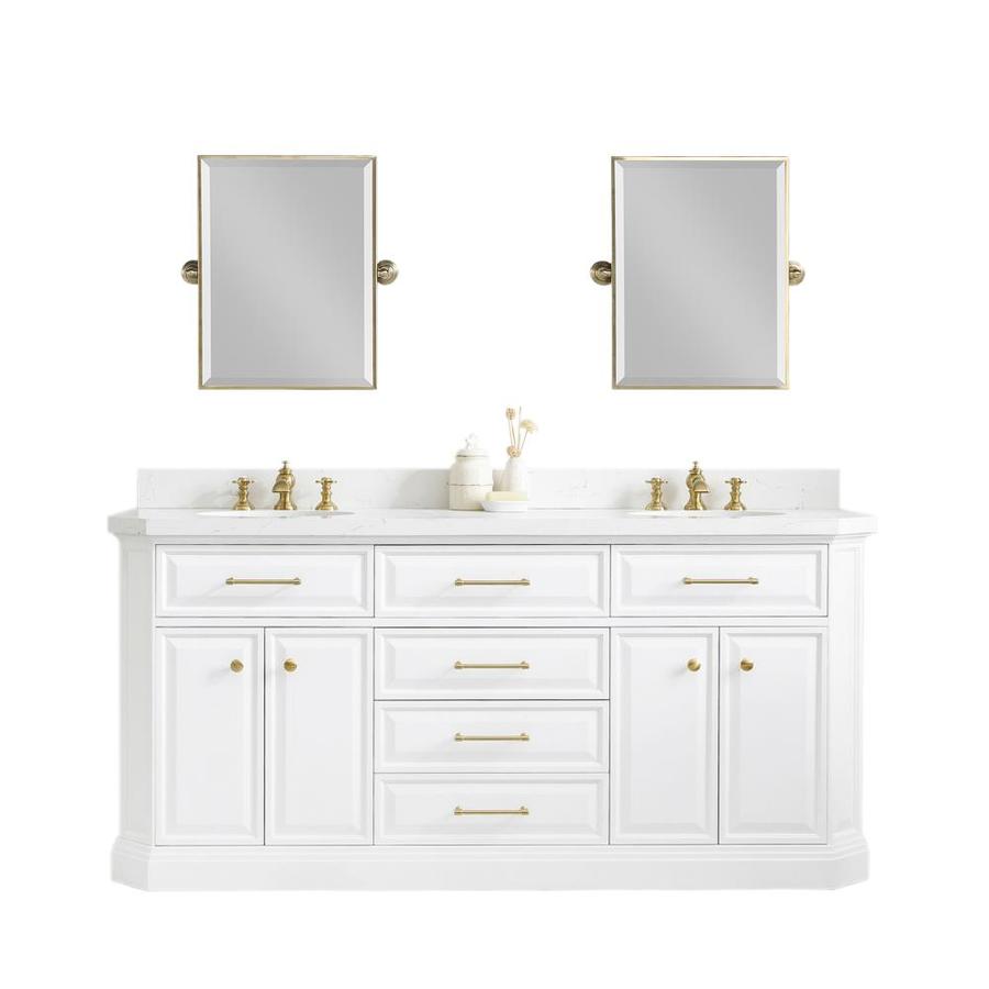 Water Creation Palace 72 In Pure White Undermount Double Sink Bathroom Vanity With Quartz Top 