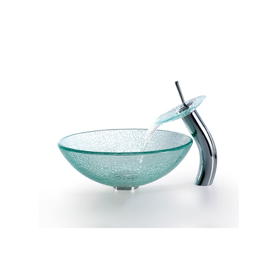 Shop Kraus Mosaic Glass Tempered Glass Vessel Round Bathroom Sink with ...