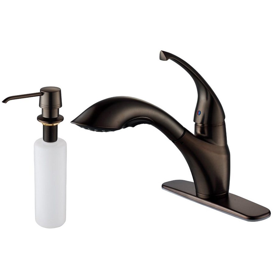 Kraus OilRubbed Bronze Single Handle Pullout Kitchen Faucet with Sprayer Function (Deck Plate
