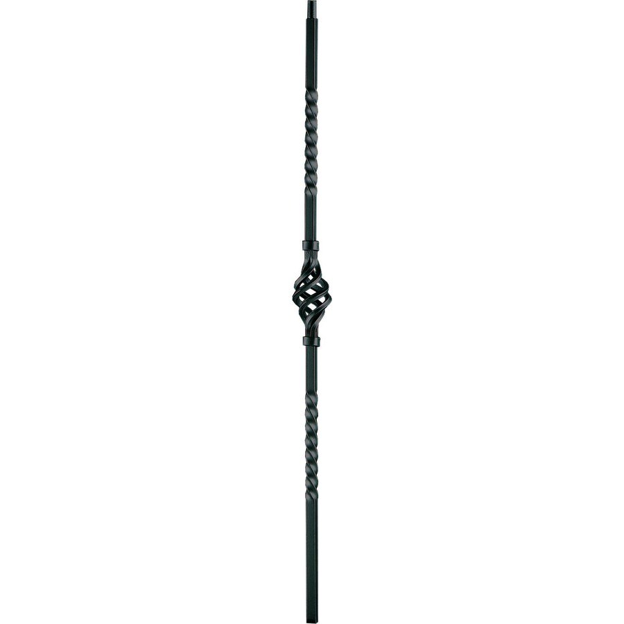 44in Satin Black Wrought Iron Classic Stair Baluster at