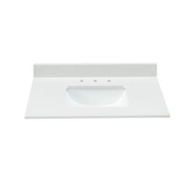 Bestview Meridian White White/Polished Engineered Marble Undermount Single Sink Bathroom Vanity Top (Common: 37-in x 22-in; Actual: 37-in x 22-in)