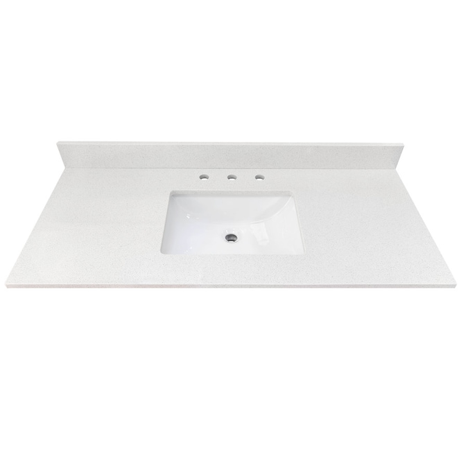 Bestview Meridian 49-in White/Polished Engineered Marble Single Sink ...