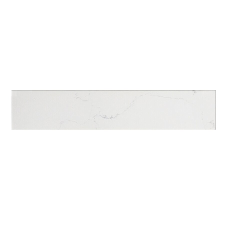 Bestview 4-in H x 21.25-in L Carrara White Bathroom Side Splash at ...