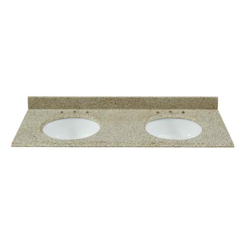 Bestview 61 In Beige Polished Granite Double Sink Bathroom Vanity Top In The Bathroom Vanity Tops Department At Lowes Com