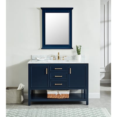 Allen Roth Presnell 49 In Navy Blue Single Sink Bathroom Vanity