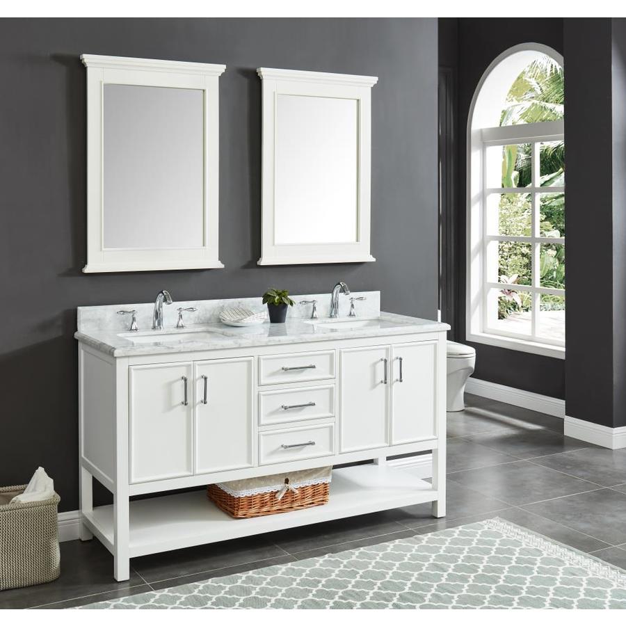 allen + roth Presnell 61-in Dove White Double Sink Bathroom Vanity with ...