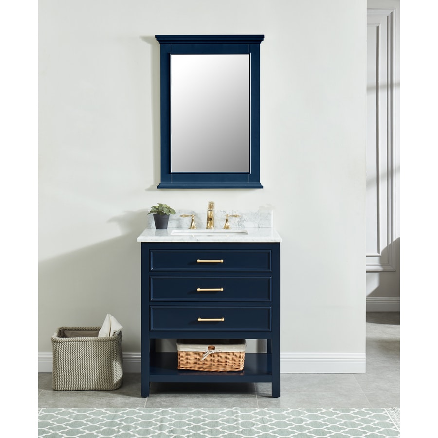 Allen Roth Presnell 31 In Navy Blue Single Sink Bathroom Vanity