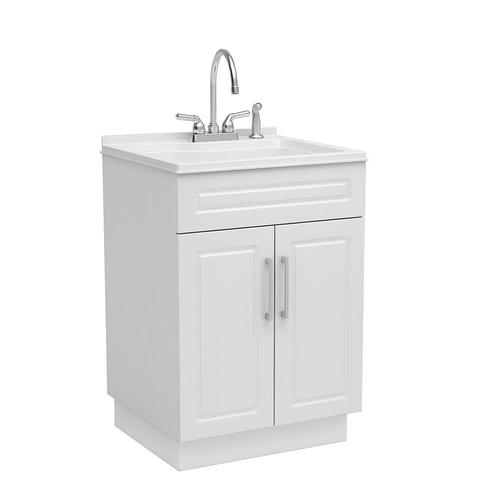 Style Selections 22-in x 24.4-in 1-Basin White Freestanding Laundry ...