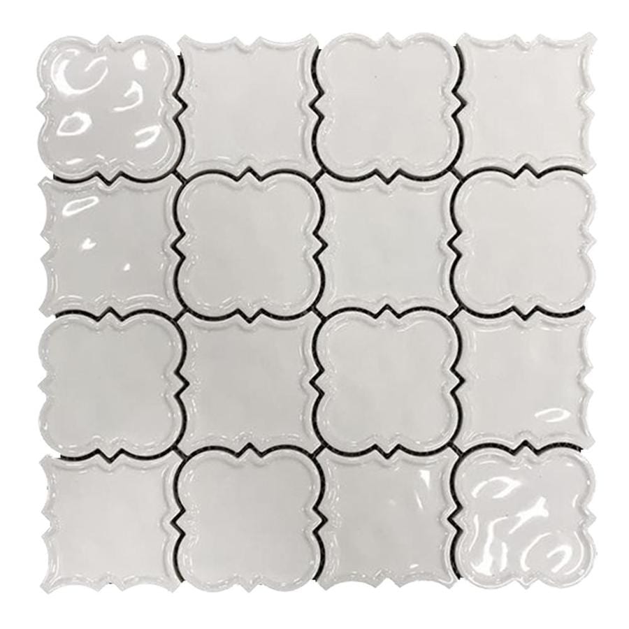 MAGNOLIA MOSAICS White 12-in x 12-in Ceramic Versailles Mosaic Deco ...