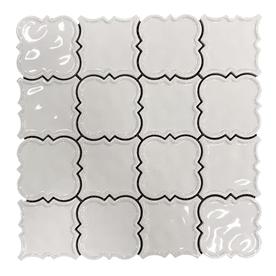 MAGNOLIA MOSAICS White 12-in x 12-in Ceramic Versailles Mosaic Deco Wall Tile (Common: 12-in x 12-in; Actual: 11.61-in x 11.61-in)