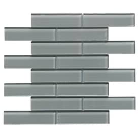 Bestview Grey/Linen Polished 12-in x 12-in Glass Linear Mosaic Subway Tile (Common: 12-in x 12-in; Actual: 11.73-in x 12.52-in)
