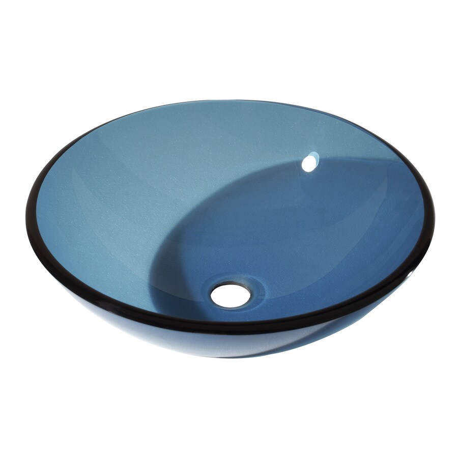 Avanity Blue Tempered Glass Vessel Round Bathroom Sink At