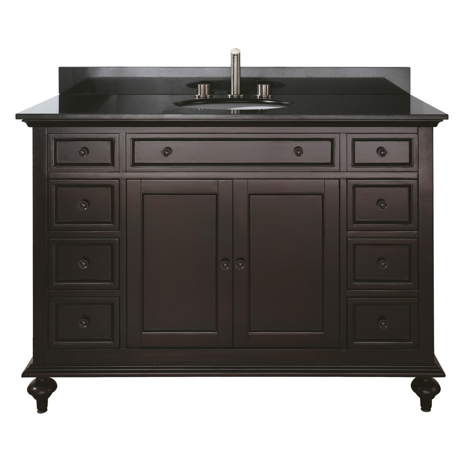 Avanity MERLOT-VS48-ES Merlot 49-in Espresso Bathroom Vanity with Black Top