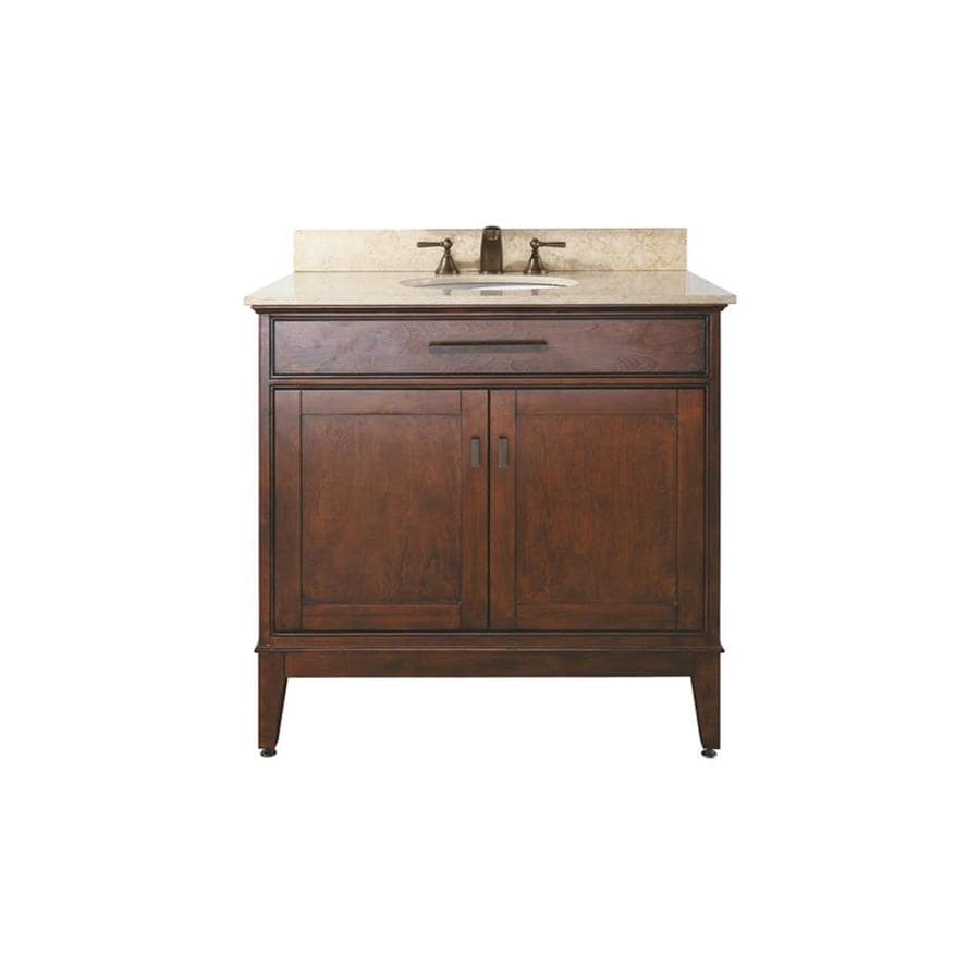 Avanity Madison 37-in Tobacco Single Sink Bathroom Vanity with Beige Natural Marble Top